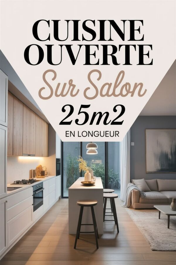 aménagement cuisine ouverte 25m2