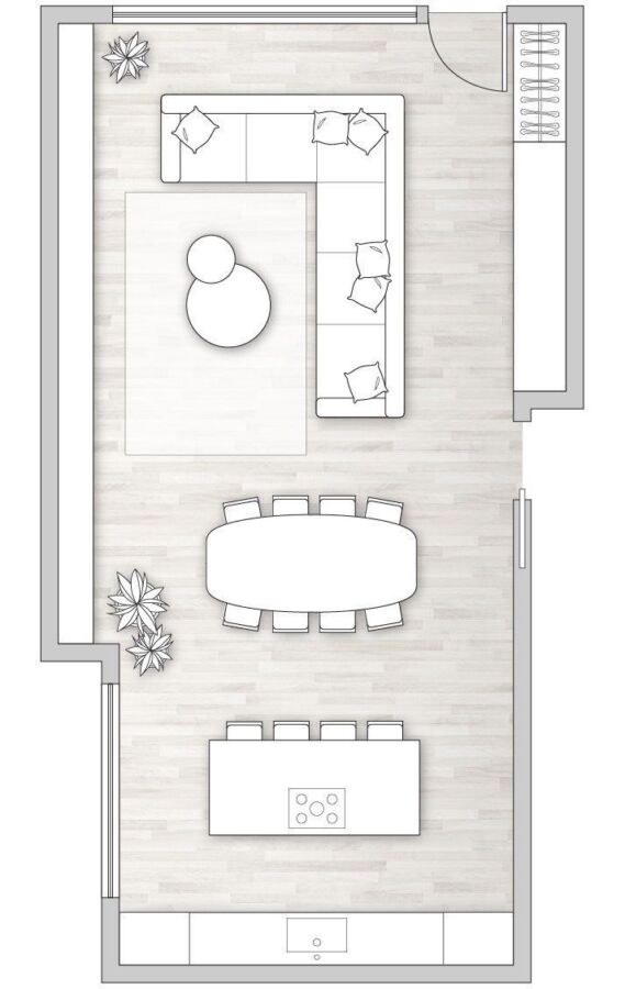 Aménagement salon cuisine 50m2