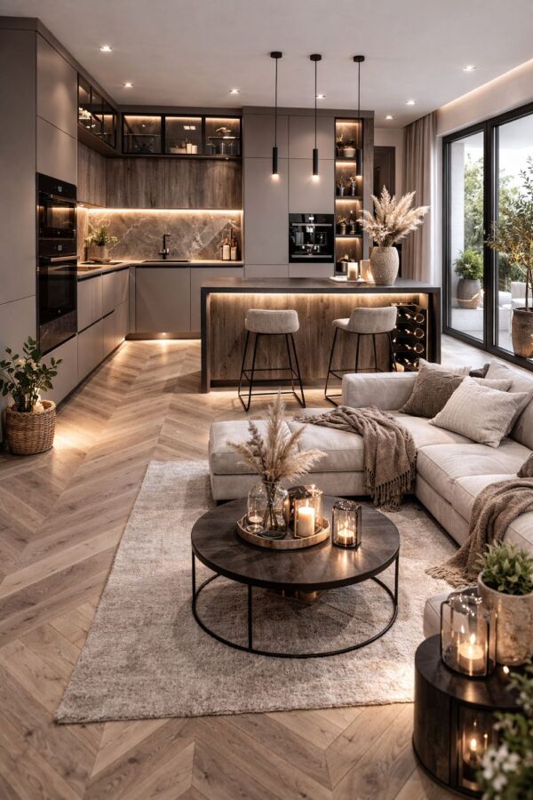 Design contemporain cuisine salon
